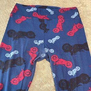 Lularoe Motorcycles Black & Maroon 
Leggings. Size TC